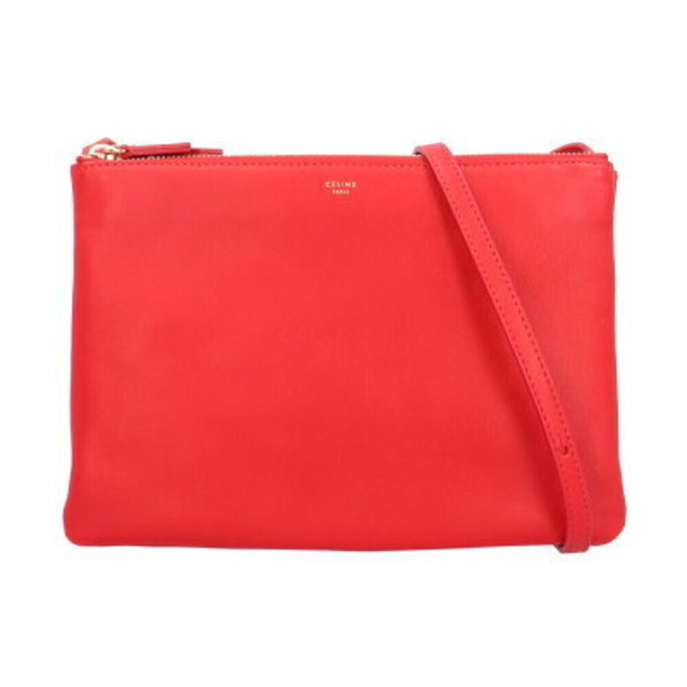 Celine Trio Shoulder Bag Leather Red